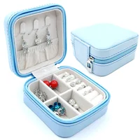 Small Faux PU Leather Travel Jewelry Box Organizer Display Storage Case for Rings Earrings Necklace, Blue
Small Faux PU Leather Travel Jewelry Box Organizer Display Storage Case for Rings Earrings Necklace, Blue