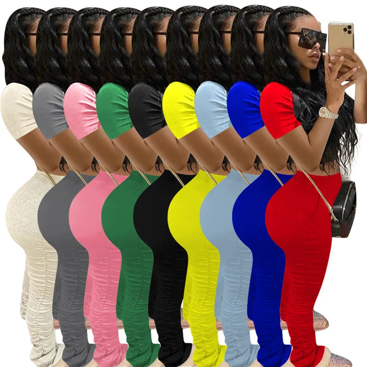 LvCong New style custom logo women casual short sleeve tube top bodysuit stacked leggings two piece sets
LvCong New style custom logo women casual short sleeve tube top bodysuit stacked leggings two piece sets