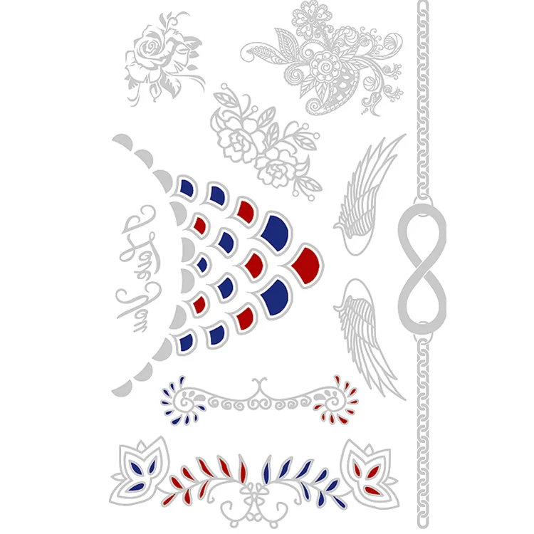 TD series customizable silver glittering personality fashion waterproof tattoo stickers, Cmyk
TD series customizable silver glittering personality fashion waterproof tattoo stickers, Cmyk
