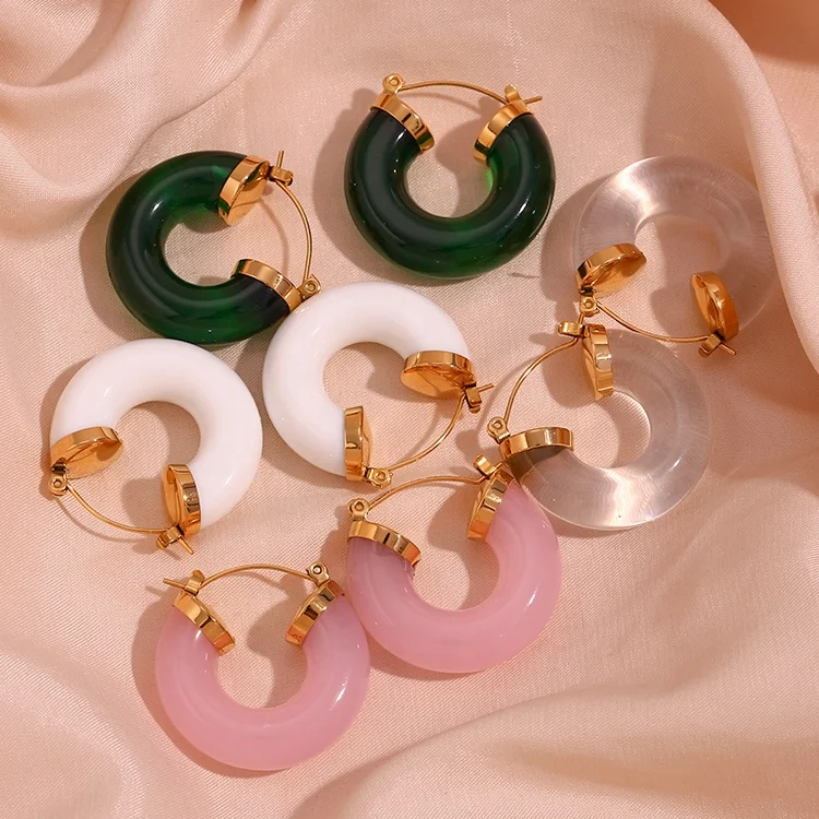 Chunky Acrylic Earring 18k Gold Plated Stainless Steel Hoop Earring Water Proof Tarnish Free Jewelry
Chunky Acrylic Earring 18k Gold Plated Stainless Steel Hoop Earring Water Proof Tarnish Free Jewelry