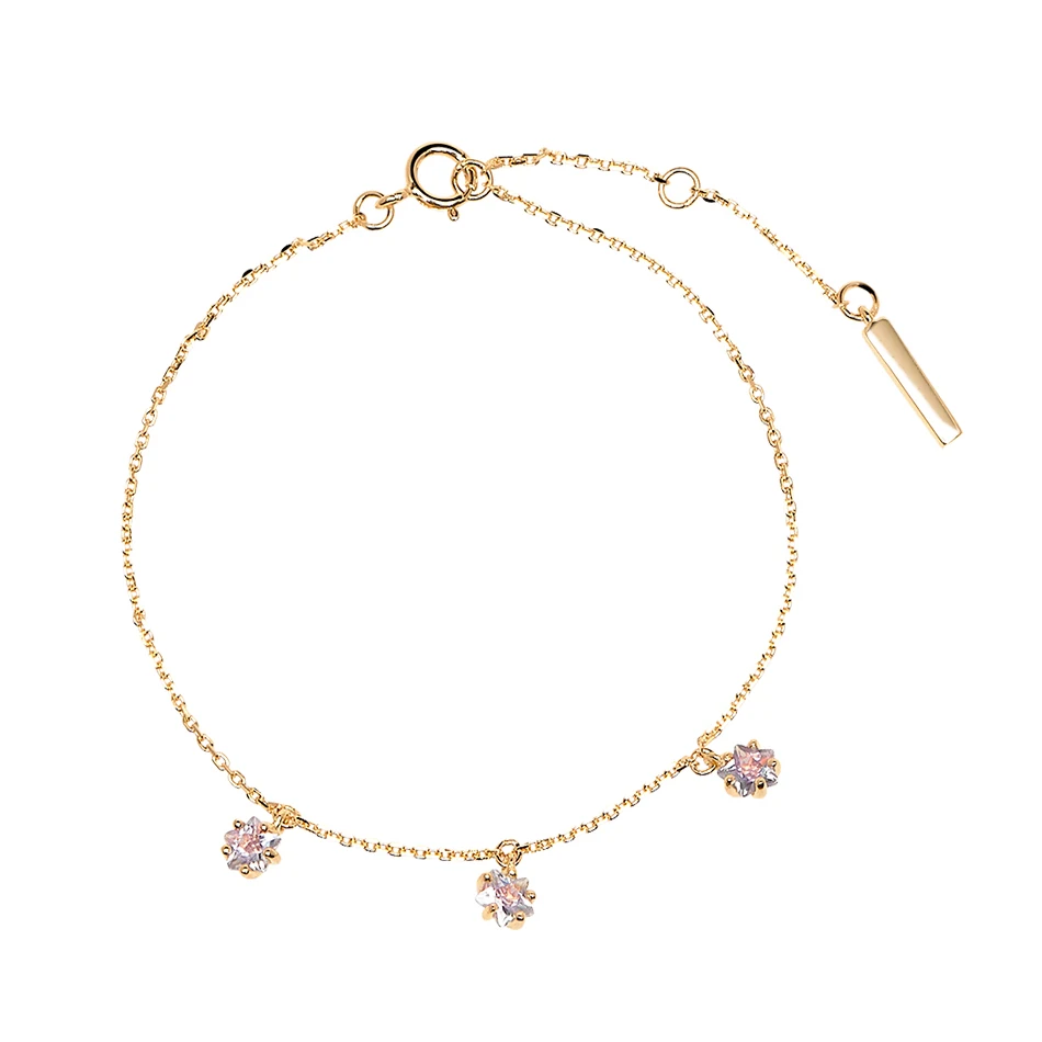 925 Sterling Silver Gold Plated Claw Star Cubic Zircon Dangling Bracelet For Woman, Customized color
925 Sterling Silver Gold Plated Claw Star Cubic Zircon Dangling Bracelet For Woman, Customized color