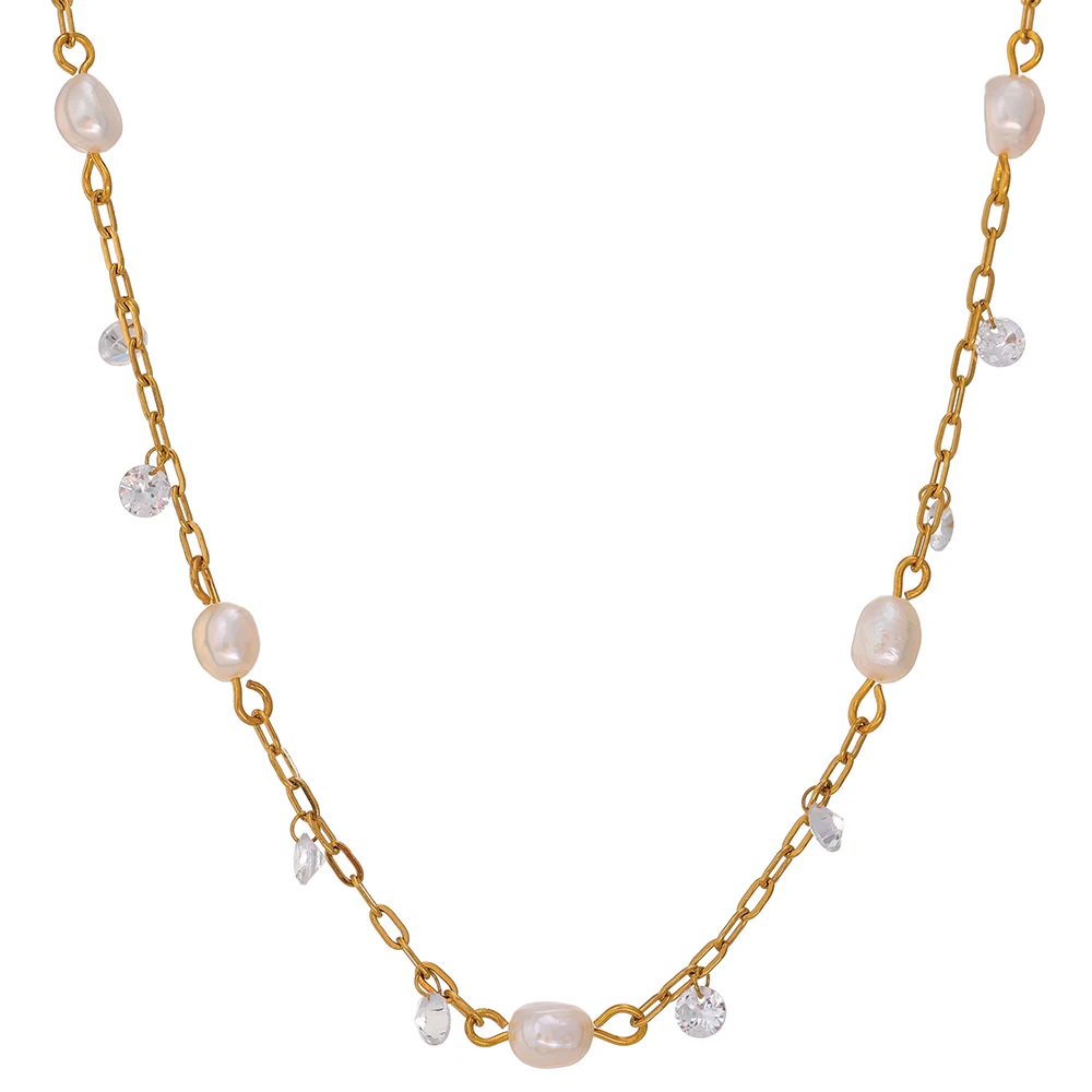 JINYOU 586 Trendy Natural Pearl Cubic Zirconia Collar Necklace 316L Stainless Steel Chain Necklace
JINYOU 586 Trendy Natural Pearl Cubic Zirconia Collar Necklace 316L Stainless Steel Chain Necklace