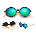 DLK1527 Hot Original Material Round Shape Wood Bamboo Sunglasses Custom Logo