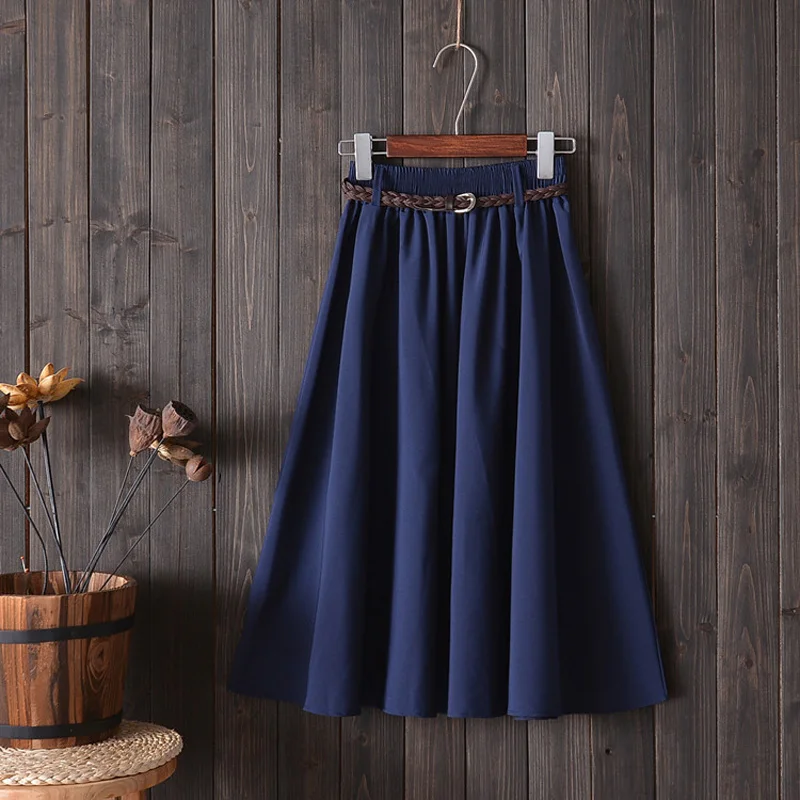 Midi Knee Length Summer Skirt Women With Belt 2020 Fashion Korean Ladies High Waist Pleated A-line School Skirt Female, Customized color
Midi Knee Length Summer Skirt Women With Belt 2020 Fashion Korean Ladies High Waist Pleated A-line School Skirt Female, Customized color