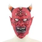Festival Party Halloween Latex Horrifying Mask Masquerade Costume Scary Full Head Mask Adult Novelty Red Horned Devil Mask
