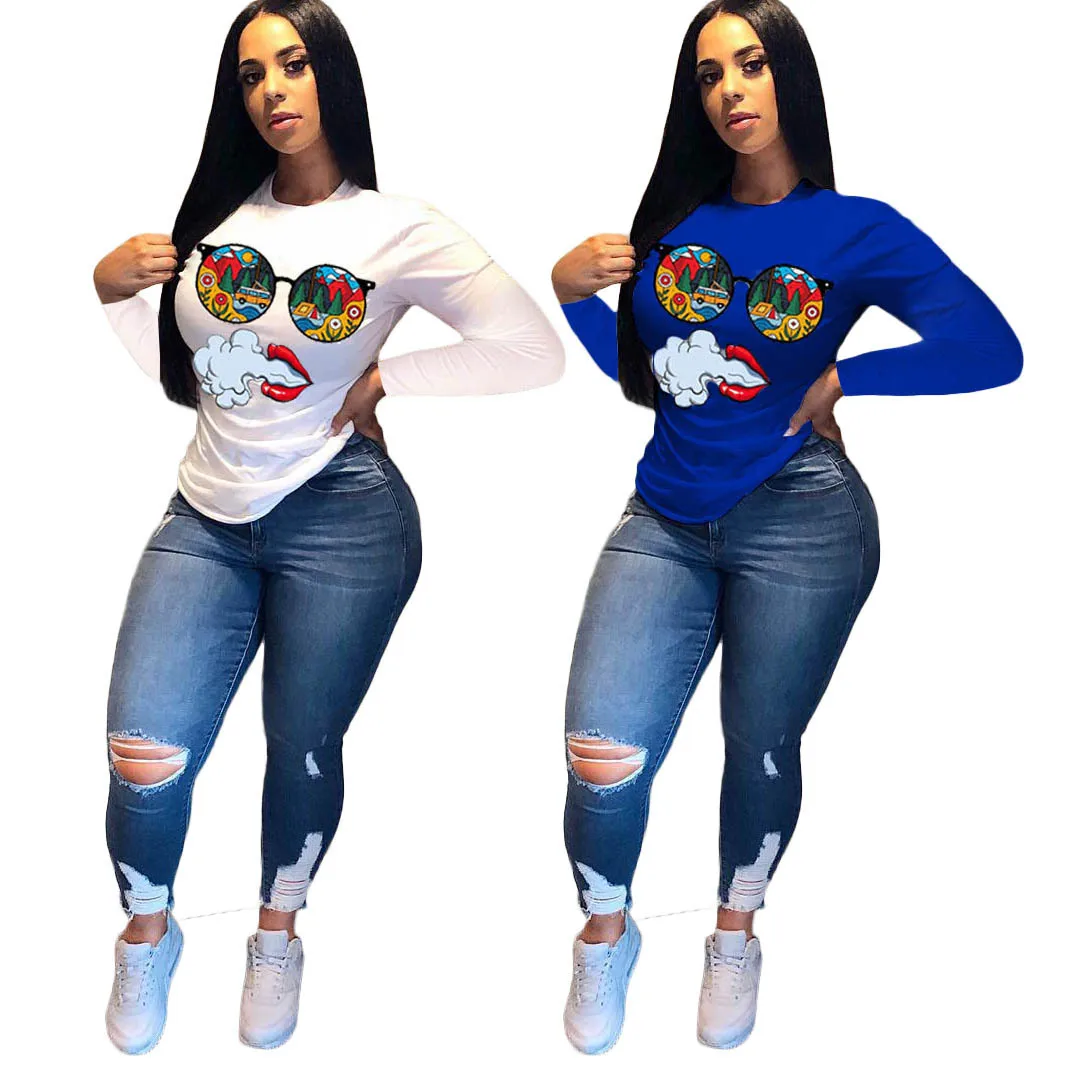 Summer Women's T-shirt Solid-color Cartoon Glass and Mouse Printed Long Sleeve Crew Neck Casual Street wear Girls T Shirts
Summer Women's T-shirt Solid-color Cartoon Glass and Mouse Printed Long Sleeve Crew Neck Casual Street wear Girls T Shirts
