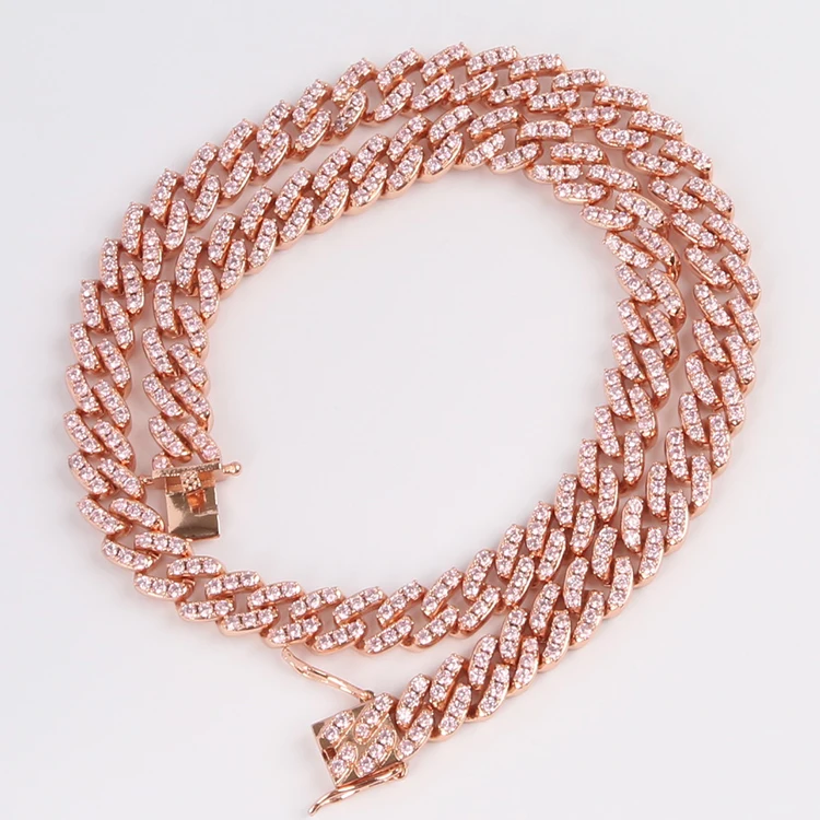 XuQian 9mm Hip Hop Rose Gold Plated Cuban Link Chain Zircon Necklace For Women, Pink&silver plated
XuQian 9mm Hip Hop Rose Gold Plated Cuban Link Chain Zircon Necklace For Women, Pink&silver plated