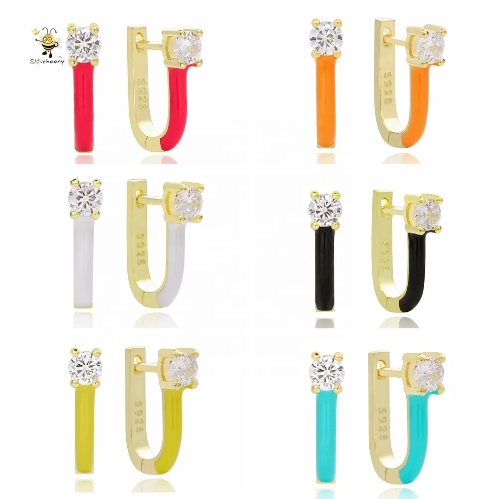 Slovehoony New Design 925 Sterling Silver Letter U Round Shape Enamel Zircon Hoop Earrings Jewelry For Women, Silver/18ct gold plated
Slovehoony New Design 925 Sterling Silver Letter U Round Shape Enamel Zircon Hoop Earrings Jewelry For Women, Silver/18ct gold plated