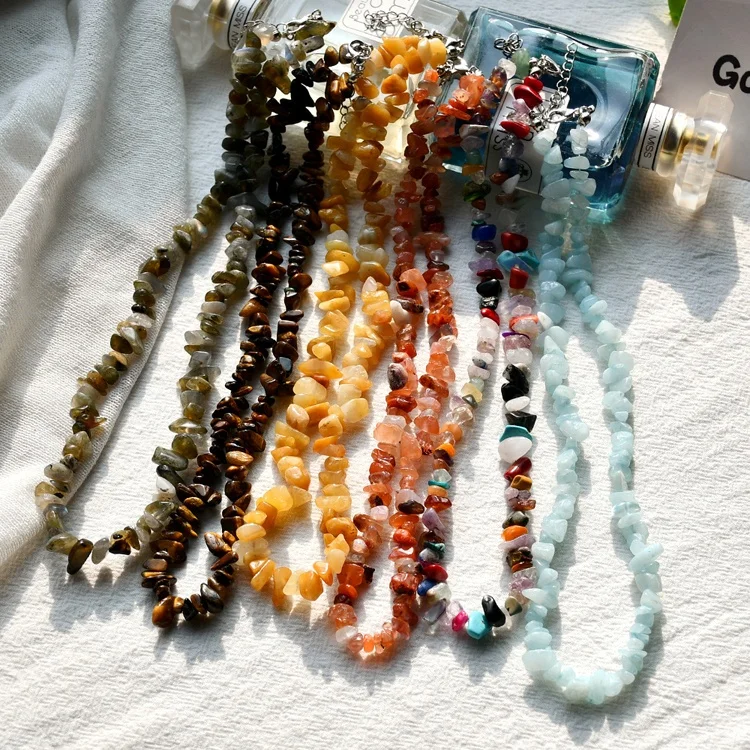 Women Colorful Chip Natural Stone necklace Healing Gravel Crystal Gemstone necklace For Girls women, As pictures
Women Colorful Chip Natural Stone necklace Healing Gravel Crystal Gemstone necklace For Girls women, As pictures