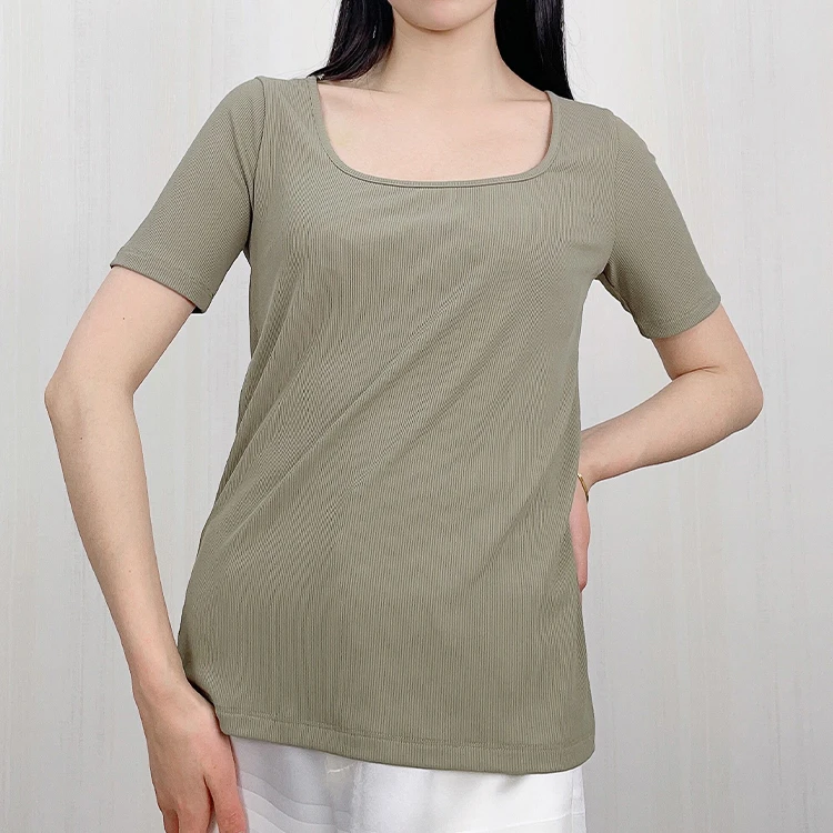 2021 square neck womens clothing rib knit casual summer ladies blouses crop tops, Customized color
2021 square neck womens clothing rib knit casual summer ladies blouses crop tops, Customized color
