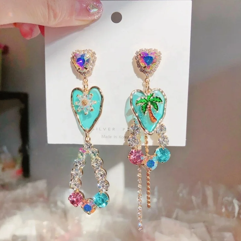 Korean Fashion Heart Crystal Drop Earrings For Women Girls Asymmetric Flower Love Heart Shape Green Dangle Irregular Earrings, Many colors fyi
Korean Fashion Heart Crystal Drop Earrings For Women Girls Asymmetric Flower Love Heart Shape Green Dangle Irregular Earrings, Many colors fyi