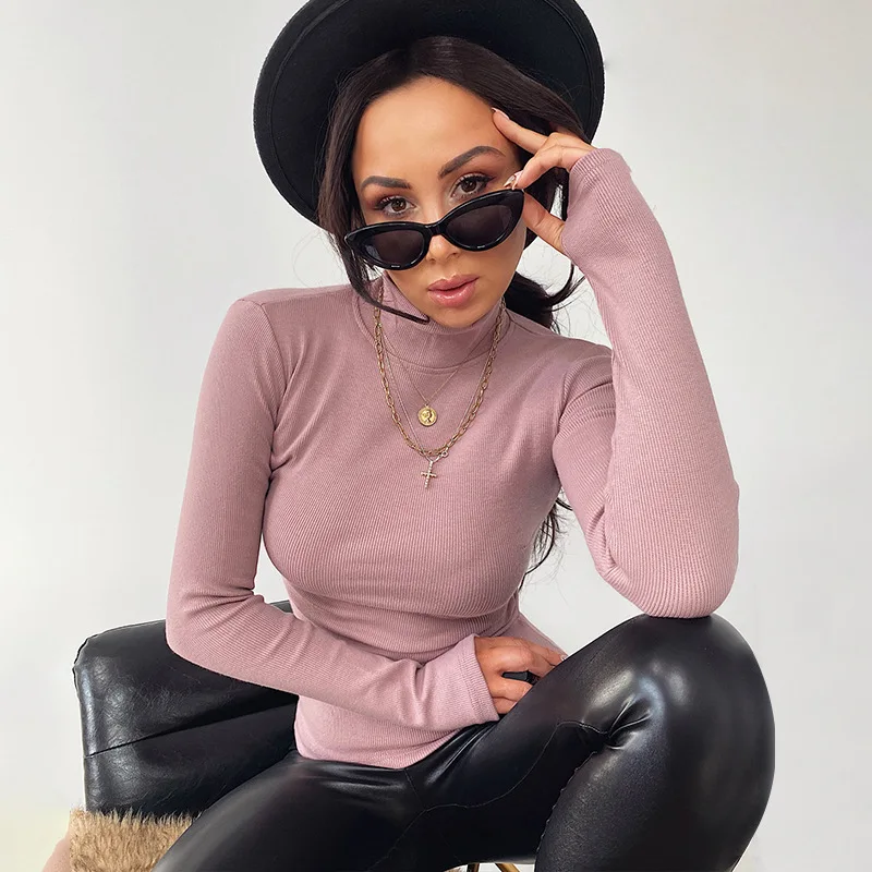 Sexy Fashion Ribbed Cotton Long Sleeve Thumb Hole Plain Turtle Neck Sweater Women 2020, Customized 
Sexy Fashion Ribbed Cotton Long Sleeve Thumb Hole Plain Turtle Neck Sweater Women 2020, Customized