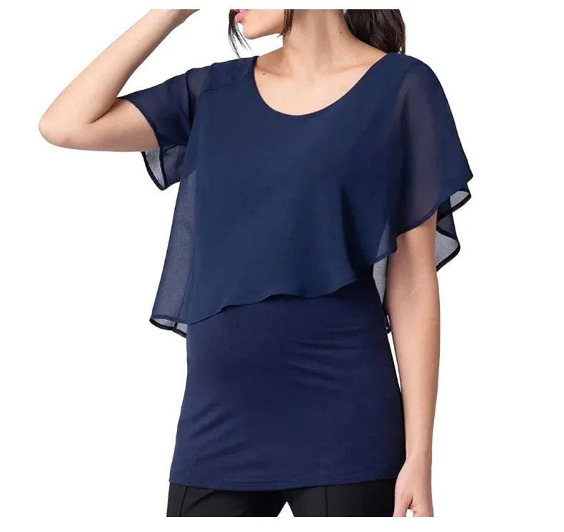 Fashion Women Maternity Nursing Short Sleeve Tops Solid Breastfeeding T-Shirt chiffon Ruffle O-neck Loose Pregnant Blouse
Fashion Women Maternity Nursing Short Sleeve Tops Solid Breastfeeding T-Shirt chiffon Ruffle O-neck Loose Pregnant Blouse