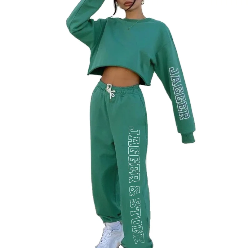 Wholesale solid color letter printing Oem custom logo long sleeve crop top and pants sets for women, Picture
Wholesale solid color letter printing Oem custom logo long sleeve crop top and pants sets for women, Picture