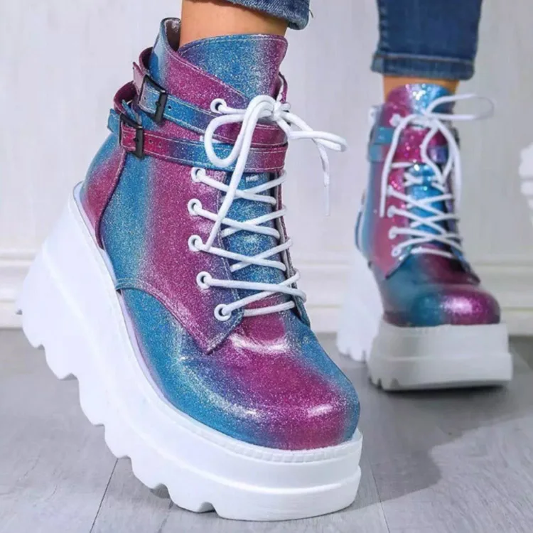 Colorful Ladies Fashionable Shoes For Autumn And Winter Lace Up Women Wedges Boots, White,yellow,black,blue
Colorful Ladies Fashionable Shoes For Autumn And Winter Lace Up Women Wedges Boots, White,yellow,black,blue