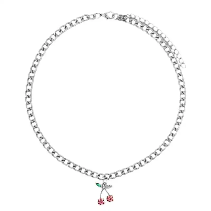 Necklace Girl Silver Gold Color Clavicle Link Chain Crystal Sweet Fruit Jewelry Cherry Pendant Necklace, 4 colors
Necklace Girl Silver Gold Color Clavicle Link Chain Crystal Sweet Fruit Jewelry Cherry Pendant Necklace, 4 colors