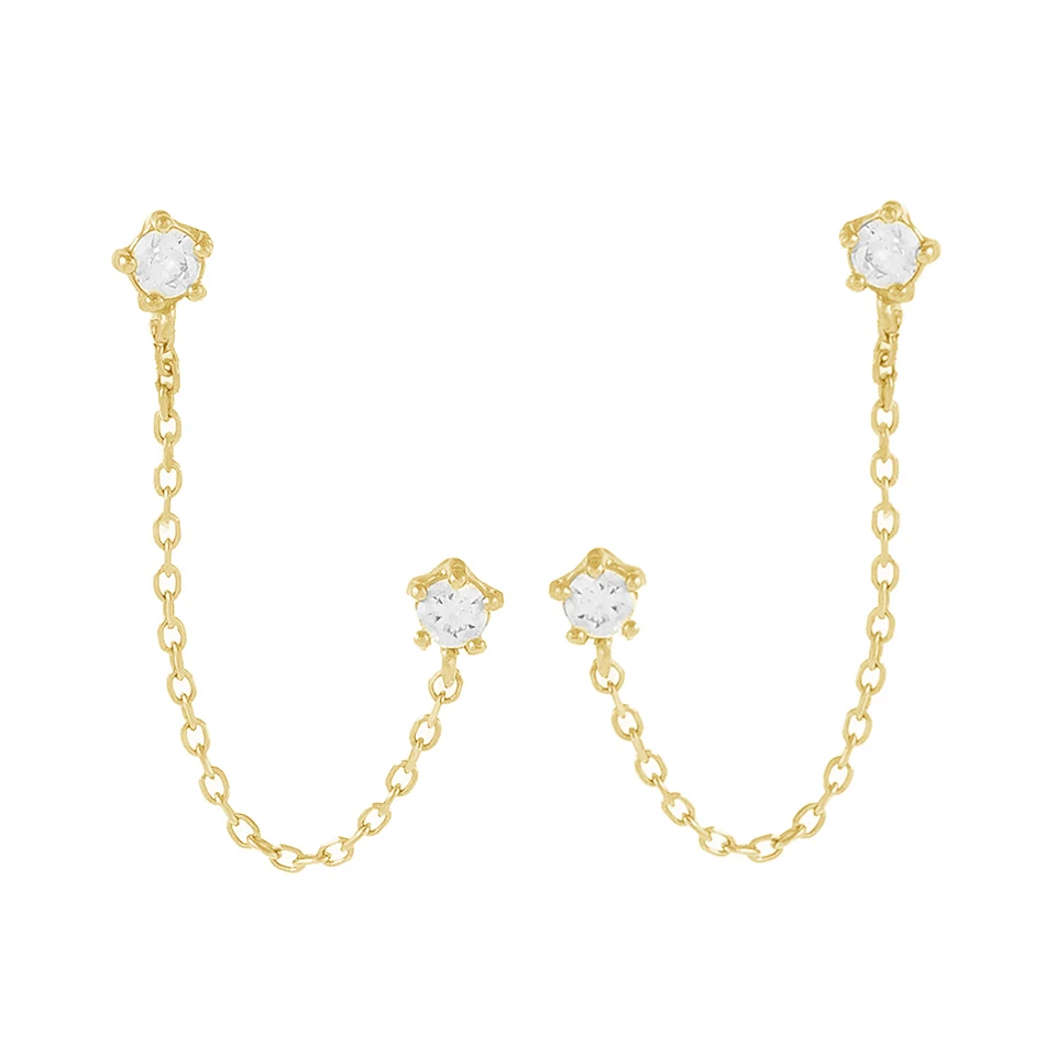 925 Sterling Silver 14k Gold Plated CZ Chain Drop Stud earrings For Woman Gold Plated Earrings
925 Sterling Silver 14k Gold Plated CZ Chain Drop Stud earrings For Woman Gold Plated Earrings