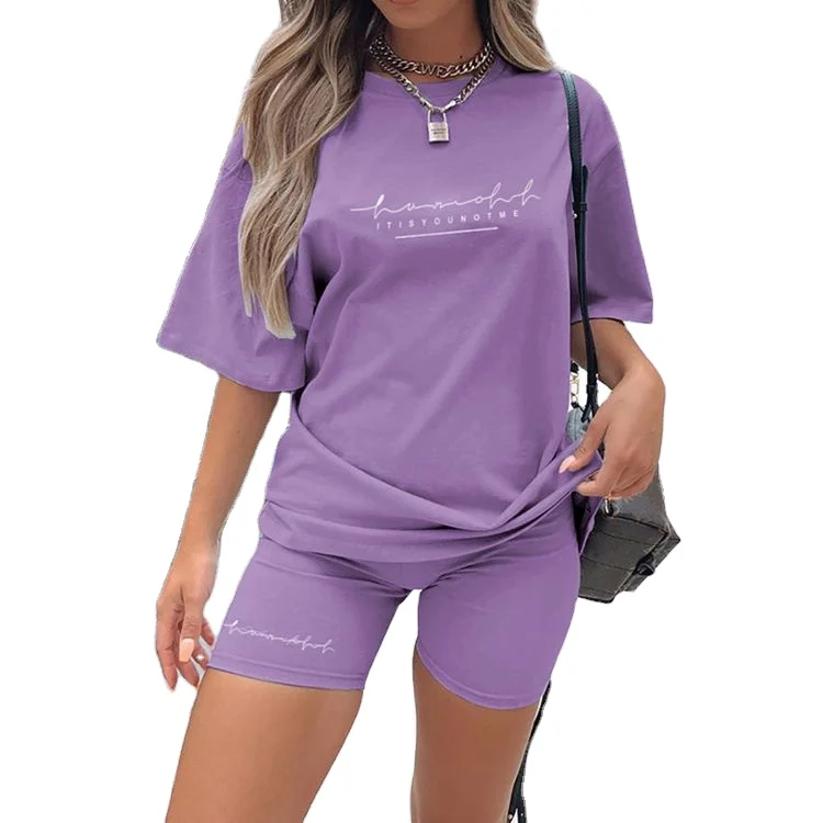 Hot Sale 2021 New Short Sleeve Top Short Set Women Wear Loose Solid Color Casual Loose Casual T-Shirt Sets Sports Shorts Suit, As picture
Hot Sale 2021 New Short Sleeve Top Short Set Women Wear Loose Solid Color Casual Loose Casual T-Shirt Sets Sports Shorts Suit, As picture