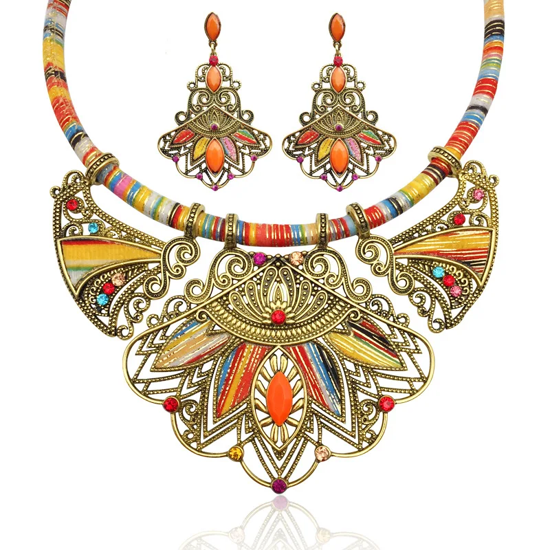 Fashion Handmade Ethnic Set Bib Necklace Earrings Multicolor Boho Vintage Statement Jewelry for Women Jewelry (Colorful)
Fashion Handmade Ethnic Set Bib Necklace Earrings Multicolor Boho Vintage Statement Jewelry for Women Jewelry (Colorful)