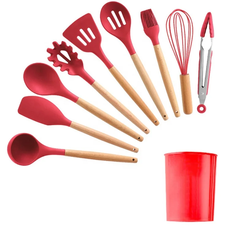 10 Pieces In 1Set Silicone Kitchen Accessories Set Cooking Tools Wooden Handle Kitchenware Silicone Utensil Sets, Customize
10 Pieces In 1Set Silicone Kitchen Accessories Set Cooking Tools Wooden Handle Kitchenware Silicone Utensil Sets, Customize