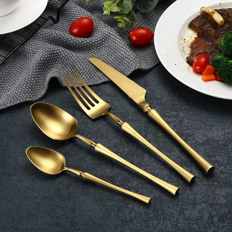 Royal matte slim waist cutlery set cubiertos stainless steel 304 (18/10), Gold / rose gold / rainbow / champagne / black / silver
Royal matte slim waist cutlery set cubiertos stainless steel 304 (18/10), Gold / rose gold / rainbow / champagne / black / silver