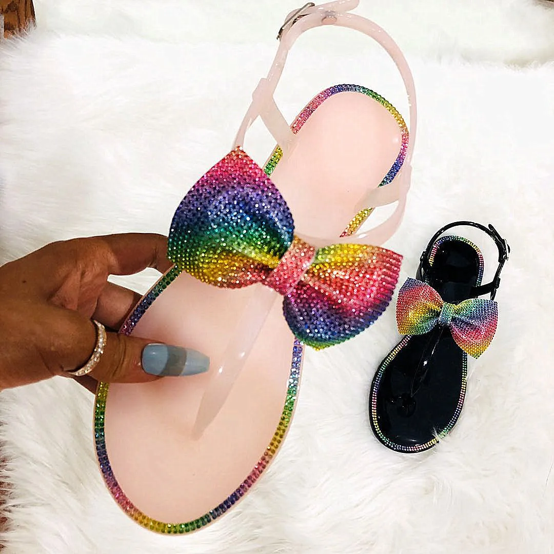 2021 new fashion Rainbow diamond bow slippers outdoor sandals for women pvc jelley shoes
2021 new fashion Rainbow diamond bow slippers outdoor sandals for women pvc jelley shoes