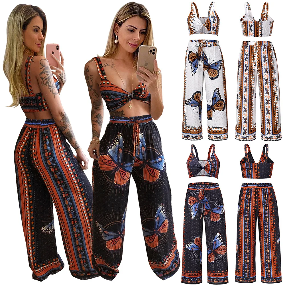 Summer Set Women Outfits Floral Sleeveless Crop Top Flared Pants Party Set Beach Clolthes 2 Piece Sets Womens Outfits
Summer Set Women Outfits Floral Sleeveless Crop Top Flared Pants Party Set Beach Clolthes 2 Piece Sets Womens Outfits
