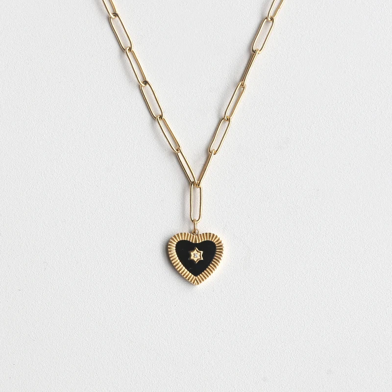 Engraved Stripe Star Love Heart Necklaces for Women Black Acrylic Paper Clip Chain Necklace Boho Vintage Stainless Steel Jewelry
Engraved Stripe Star Love Heart Necklaces for Women Black Acrylic Paper Clip Chain Necklace Boho Vintage Stainless Steel Jewelry