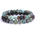 Nature Black Lava Stone Mens Bracelet African Turquoise Diffuser Chakra Beaded Bead Bracelet