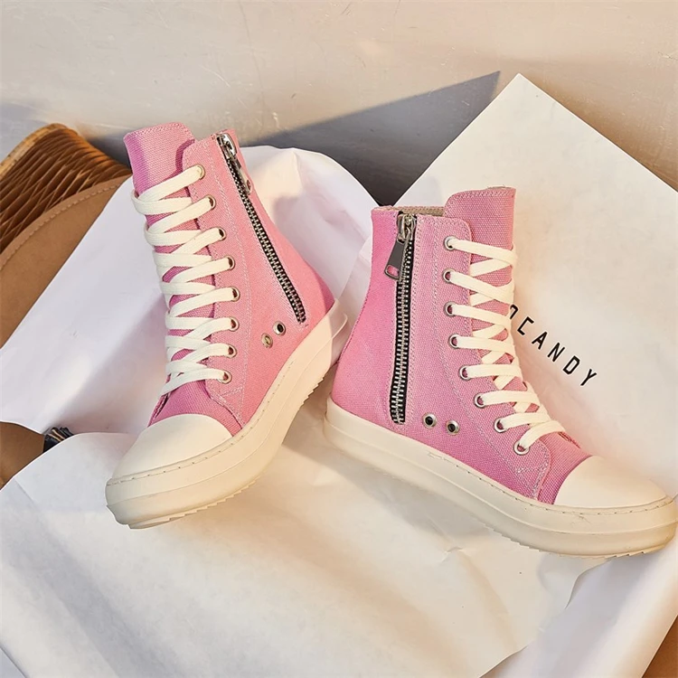 High-Top Side Zipper Canvas Shoes Trendy New Thick-Soled Stitching Trend Pink Casual Sneakers
High-Top Side Zipper Canvas Shoes Trendy New Thick-Soled Stitching Trend Pink Casual Sneakers