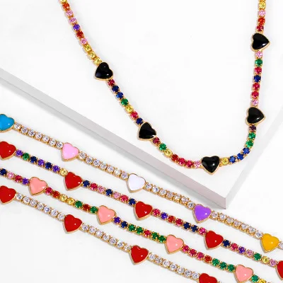 Hot Selling Full Diamond Multicolor Mini Love Heart Clavicle Necklace Rainbow CZ Crystal Choker Necklace
Hot Selling Full Diamond Multicolor Mini Love Heart Clavicle Necklace Rainbow CZ Crystal Choker Necklace
