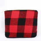 Coin Wallet Canvas Zipper Plaid Coin Purse Wholesale Personalized Woman Zipper Canvas Black Red Plaid Coin Wallet