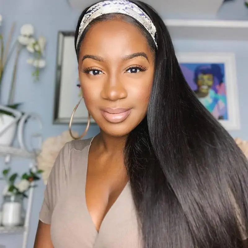 Wholesale Cheap Price Synthetic Hair 1B Color Silk Straight Human Headband Wigs For Black Women
Wholesale Cheap Price Synthetic Hair 1B Color Silk Straight Human Headband Wigs For Black Women