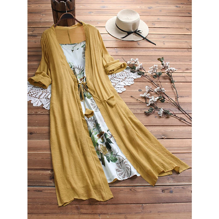 Casual White Floral Linen Blend Midi Dress & Yellow Linen Blend Duster Floral Dress Women, Customized color
Casual White Floral Linen Blend Midi Dress & Yellow Linen Blend Duster Floral Dress Women, Customized color