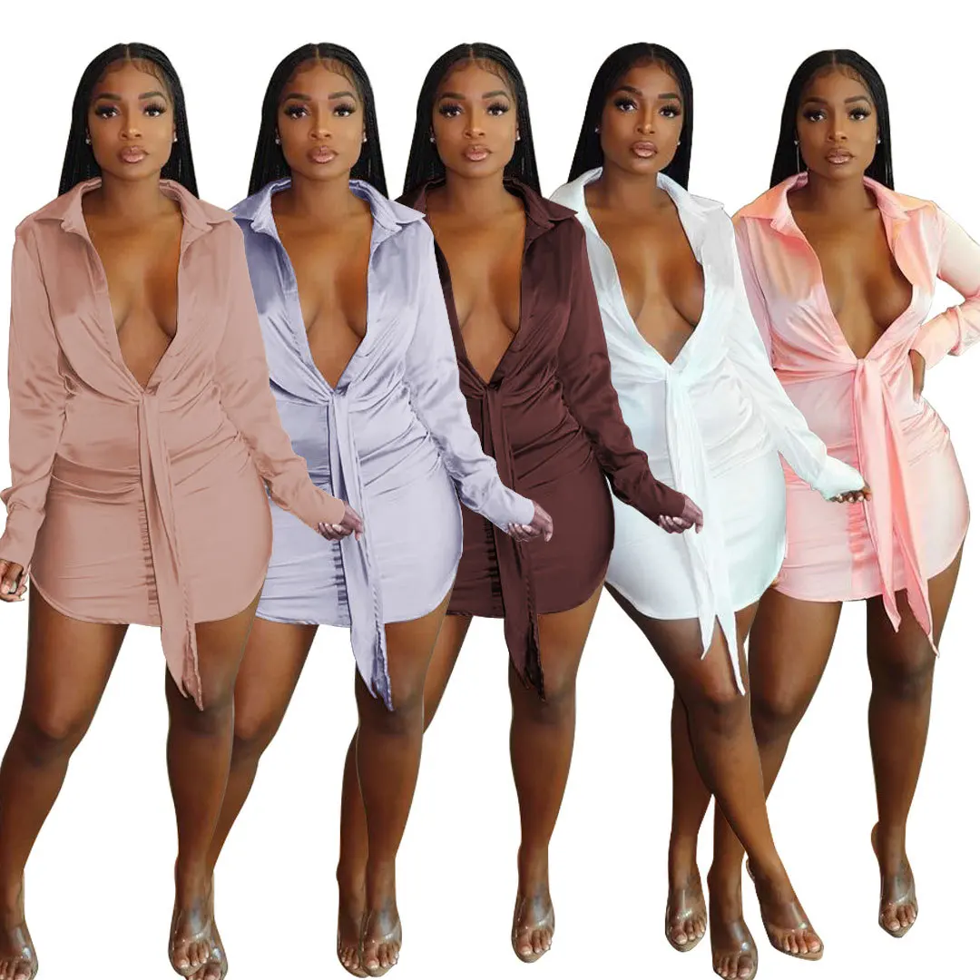 Solid color deep v-neck bandage evening shirt dress sexy pretty mini cute dresses for women, 5 colors and also can make as your request
Solid color deep v-neck bandage evening shirt dress sexy pretty mini cute dresses for women, 5 colors and also can make as your request