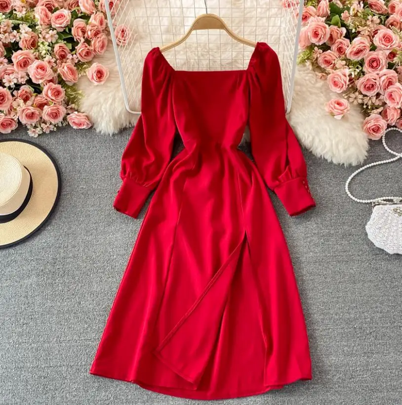 2022 French Girls's Dress Latest Lace Square Collar 2021 new design long sleeve dress women casual chiffon clothing Brown Dress
2022 French Girls's Dress Latest Lace Square Collar 2021 new design long sleeve dress women casual chiffon clothing Brown Dress