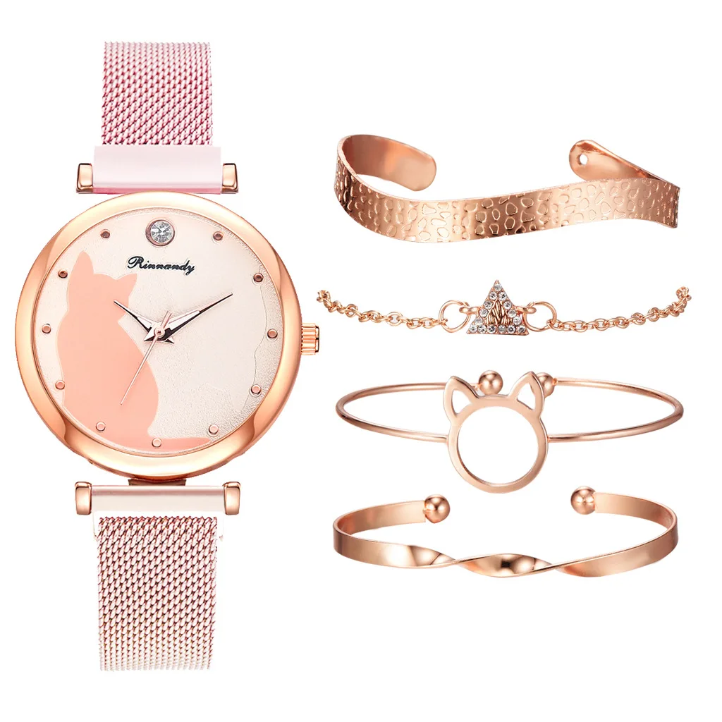 Cross-border explosion quartz watch 2020 new ladies watch cat fashion watch bracelet suit spot 
Cross-border explosion quartz watch 2020 new ladies watch cat fashion watch bracelet suit spot