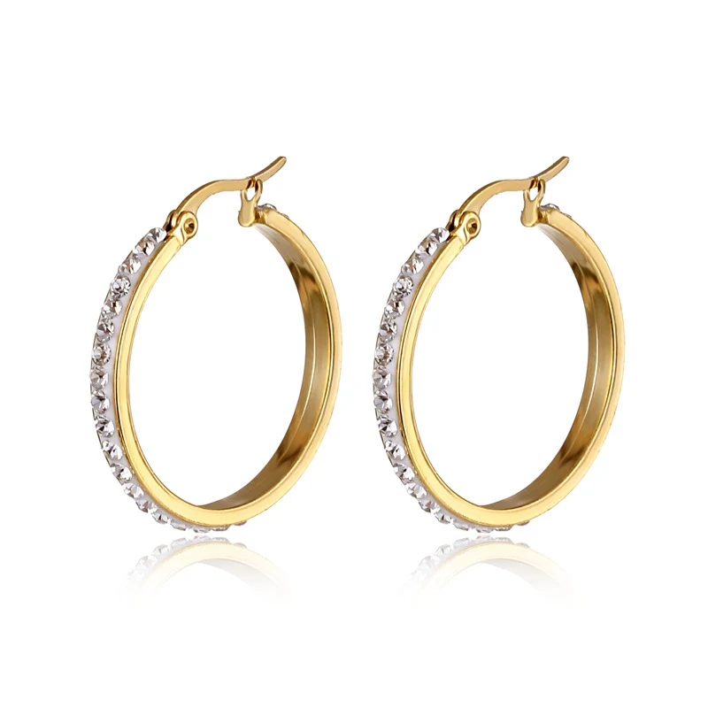 18k gold plated custom design fashion stainless steel large hoop earring safety pin crystal stone hoop earring jewelry, Customized
18k gold plated custom design fashion stainless steel large hoop earring safety pin crystal stone hoop earring jewelry, Customized