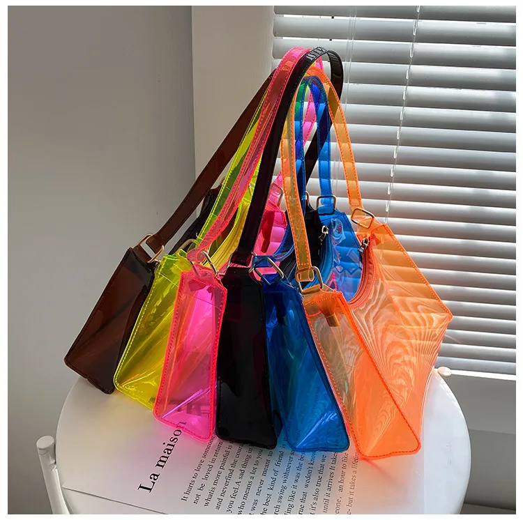 Custom Women Fashion Translucent Plastic Handbag Waterproof Transparent Tote Beach Bags Neon Pvc Shopping Bag, Lemon orange green pink cherry
Custom Women Fashion Translucent Plastic Handbag Waterproof Transparent Tote Beach Bags Neon Pvc Shopping Bag, Lemon orange green pink cherry