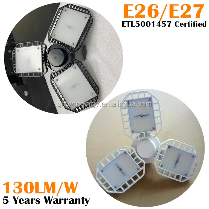 10 years warranty adjustable cetl etl Shenzhen factory 80w white finish e26 new garage ceiling light 60w deformable