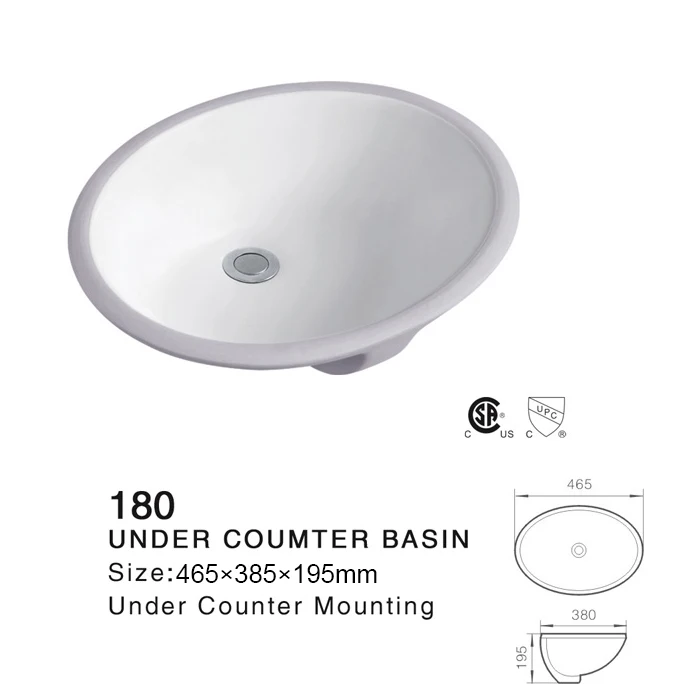 TARPUL Oval 18" Sanitary Wares White Porcelain Under Counter Wash Basin Ceramic Undermount Bathroom Sinks details