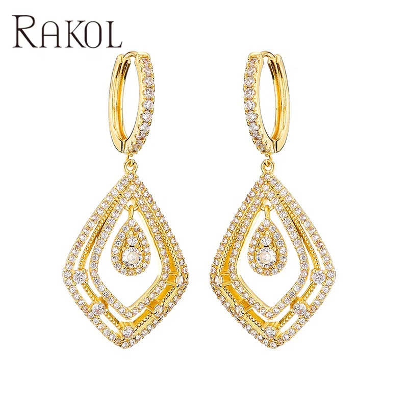 RAKOL EP2847 2022 fine earrings jewelry Dubai bridal gifts Africa jewelry luxury 18K gold plated zircon crystal drop earrings
RAKOL EP2847 2022 fine earrings jewelry Dubai bridal gifts Africa jewelry luxury 18K gold plated zircon crystal drop earrings