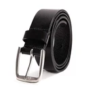 Adjustable black genuine leather belt for men