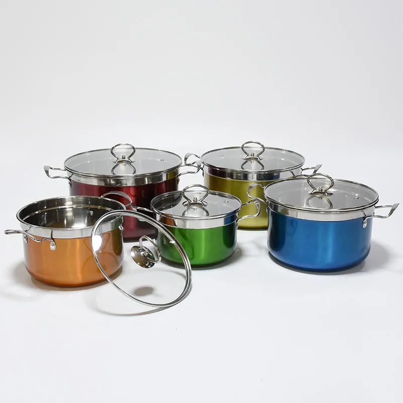 Hot sale stainless steel cooking pot cookware set 5pcs colourful nonstick pot set with steel cover, Color
Hot sale stainless steel cooking pot cookware set 5pcs colourful nonstick pot set with steel cover, Color