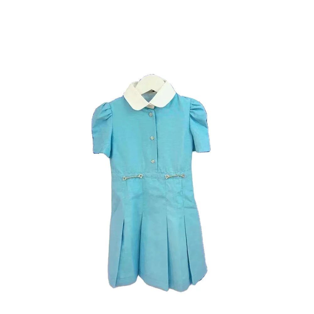 2022 Summer New Luxury Quality Cotton Girl Dress Wholesale Girl Short Sleeve Lapel Dresses Blue and Pink Colour Party Dress
2022 Summer New Luxury Quality Cotton Girl Dress Wholesale Girl Short Sleeve Lapel Dresses Blue and Pink Colour Party Dress