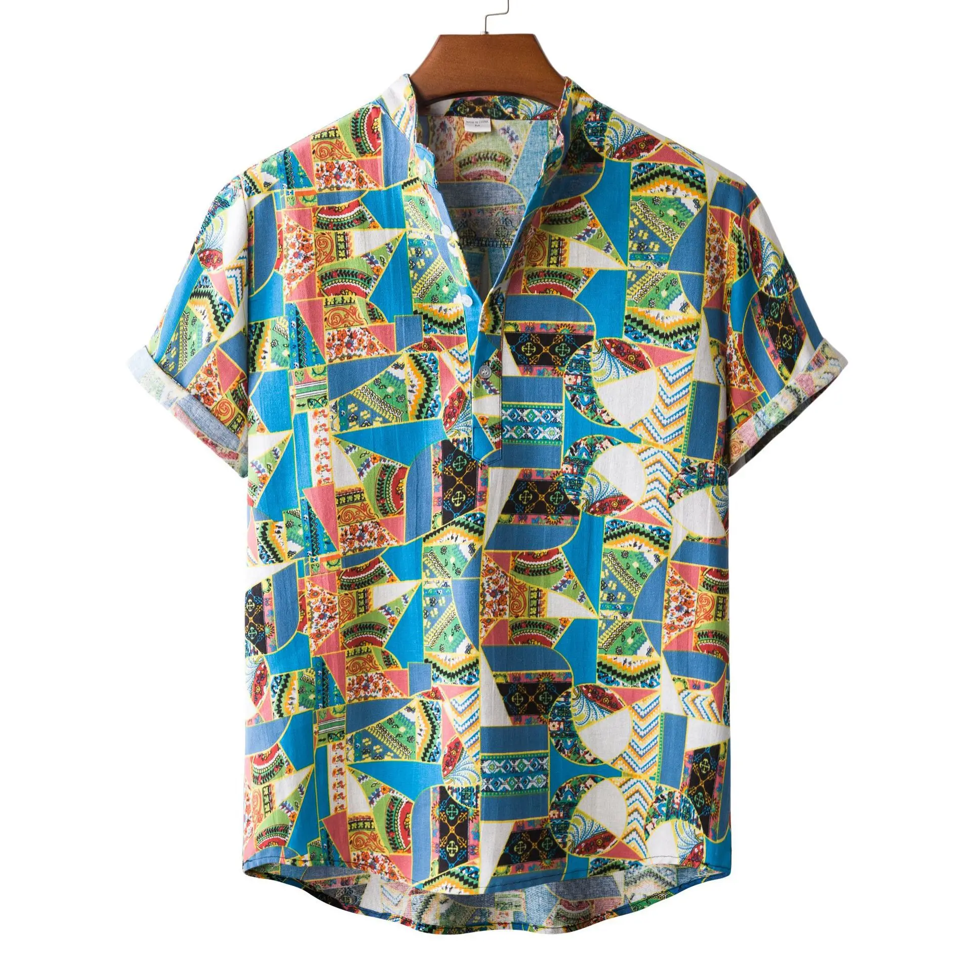 New summer men's national style fashion printing large-size cotton linen short sleeves shirt
New summer men's national style fashion printing large-size cotton linen short sleeves shirt