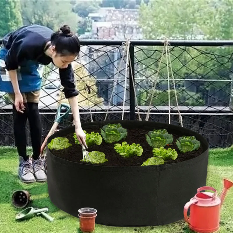 nicht gesponnene 2mm wachsen Taschen ringsum angehobene Garten-Bett-Taschen 0
