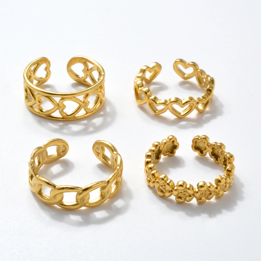 Fashion Simple Jewelry Rings 18K Gold Plated Stainless Steel Design Open Adjustable Size Rings Women
Fashion Simple Jewelry Rings 18K Gold Plated Stainless Steel Design Open Adjustable Size Rings Women