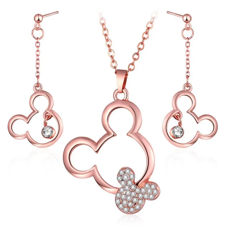 Hot Selling Hollow Silver Rose Gold Cartoon Animal Mickey Mouse Women Set Earrings And Necklaces
Hot Selling Hollow Silver Rose Gold Cartoon Animal Mickey Mouse Women Set Earrings And Necklaces