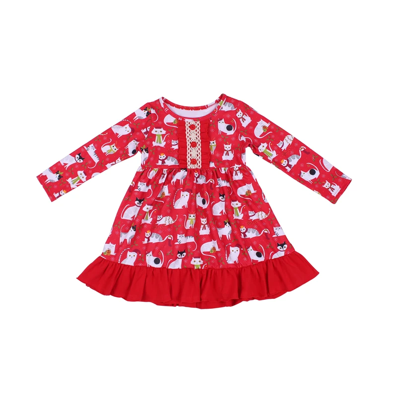 Autumn Hot Sale Boutique Dress Kitten Red Patterned Skirt Long Sleeve Ruffled Dress, Picture
Autumn Hot Sale Boutique Dress Kitten Red Patterned Skirt Long Sleeve Ruffled Dress, Picture